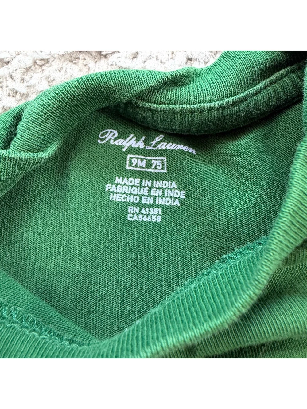 Polo Ralph Lauren Baby Boys 9M Green Logo Graphic T-Shirt Cotton Tee